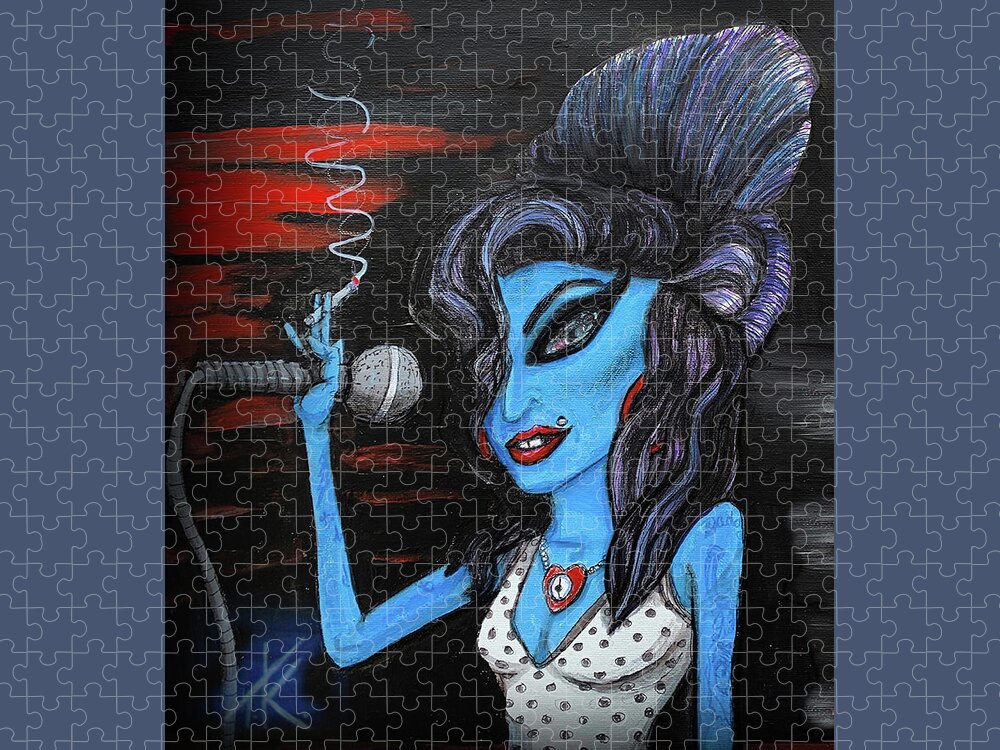 Amywinehouse Jigsaw Puzzle featuring the painting Alien Amy by Similar Alien