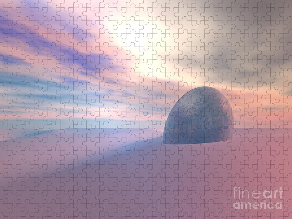 Mysterious Jigsaw Puzzle featuring the digital art Alien Artifact In Desert by Phil Perkins