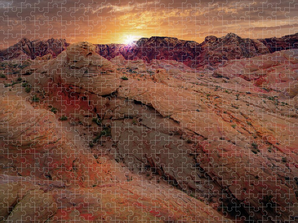 Alien Landscape Jigsaw Puzzle featuring the photograph Alien Landscape Sunrise by Frank Wilson