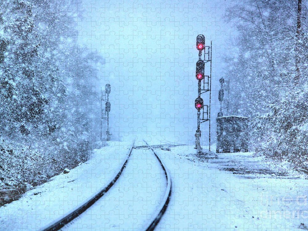 Train Tracks Jigsaw Puzzle featuring the photograph All Stop by Rick Lipscomb