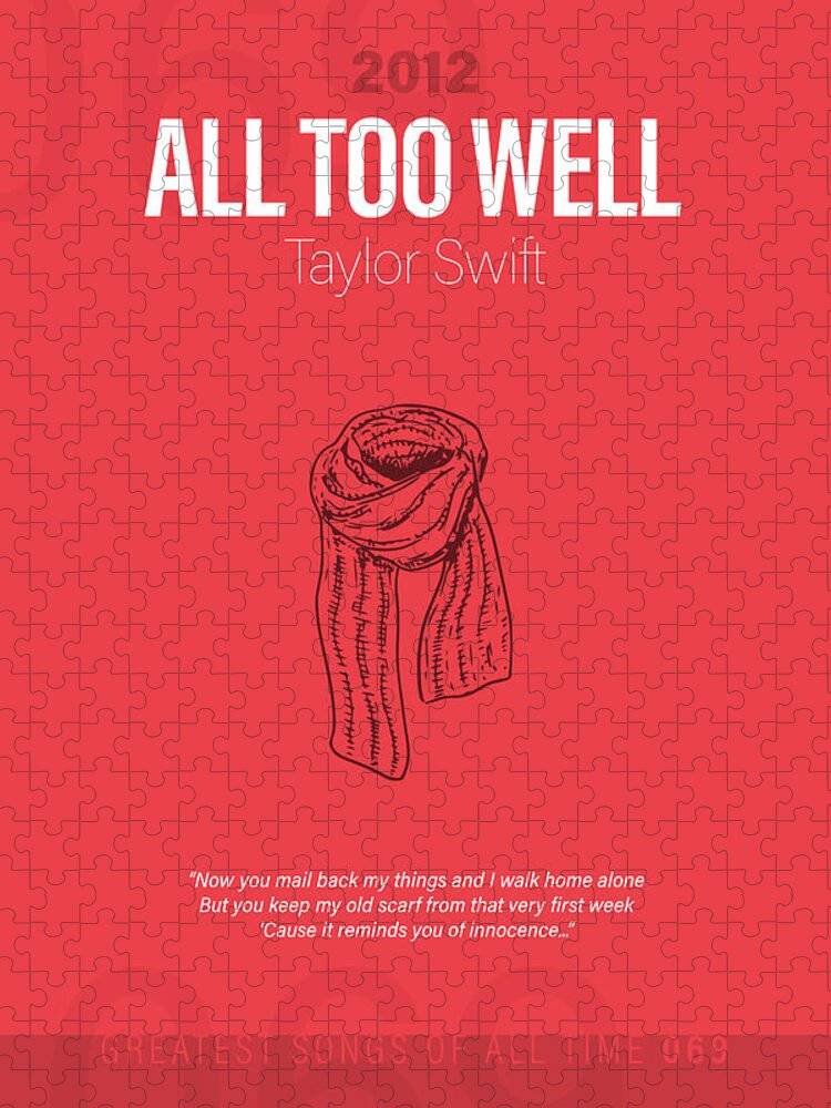 All Too Well Taylor Swift Minimalist Song Lyrics Greatest Hits of All Time  069 Jigsaw Puzzle by Design Turnpike - Instaprints