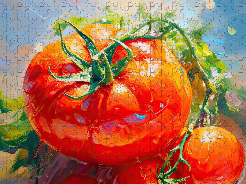 Tomatoes Jigsaw Puzzle featuring the digital art Alluring Red by Lourry Legarde