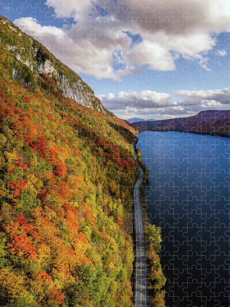 Sky Jigsaw Puzzle featuring the photograph Along Lake Willoughby - Westmore, Vermont by John Rowe