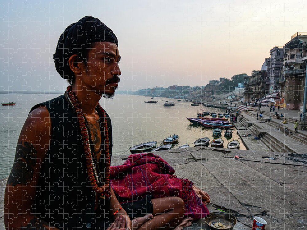 Varanasi Jigsaw Puzzle featuring the photograph Mystic River - Ganges River Ghats, Varanasi. India by Earth And Spirit
