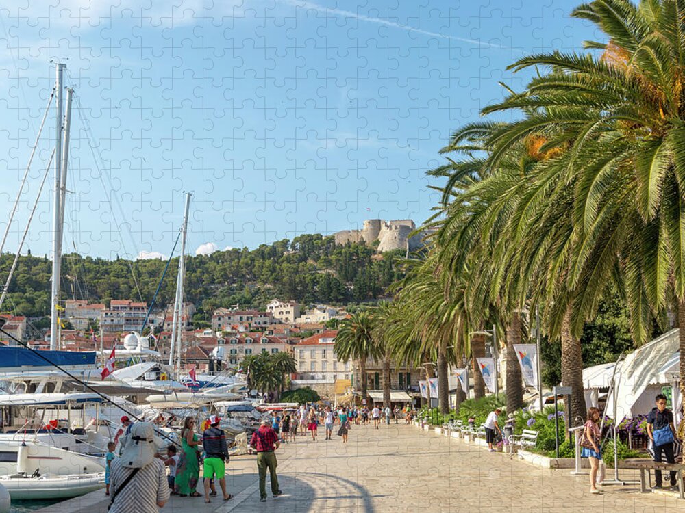 Europe Jigsaw Puzzle featuring the photograph Along the Harbor in Hvar by W Chris Fooshee