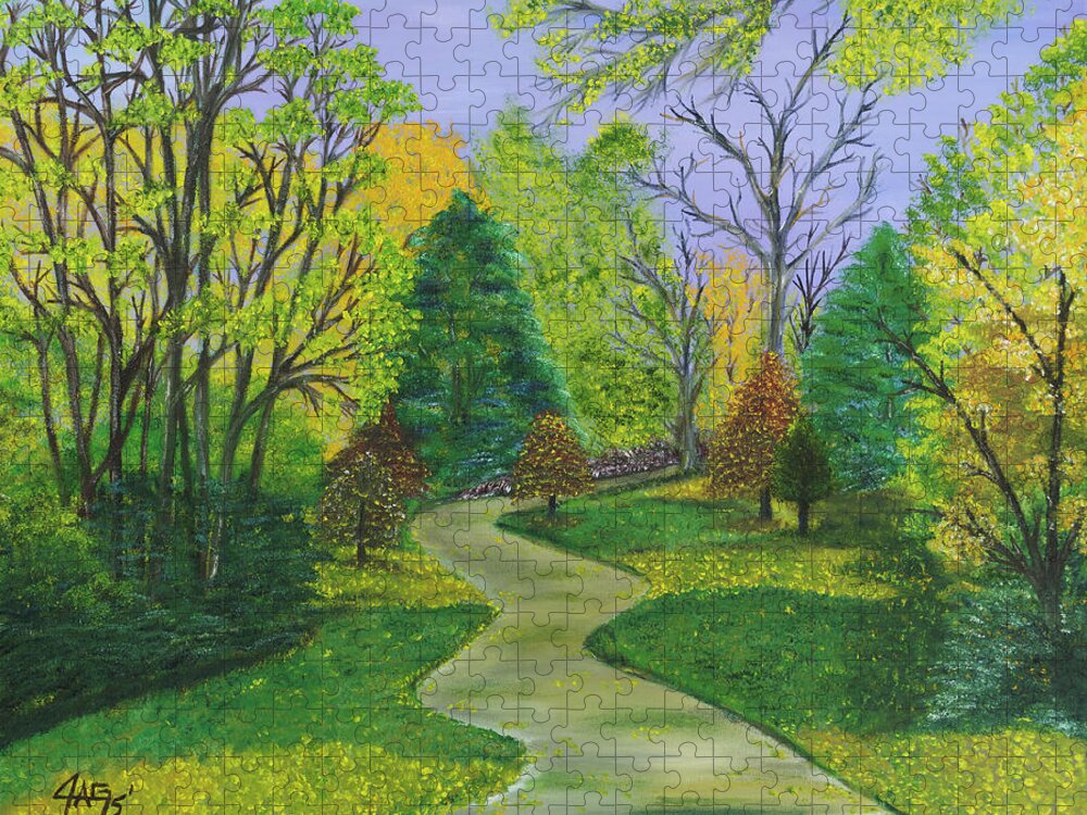 Acrylic Painting Jigsaw Puzzle featuring the painting Along The Shunga Trail Too by The GYPSY and Mad Hatter