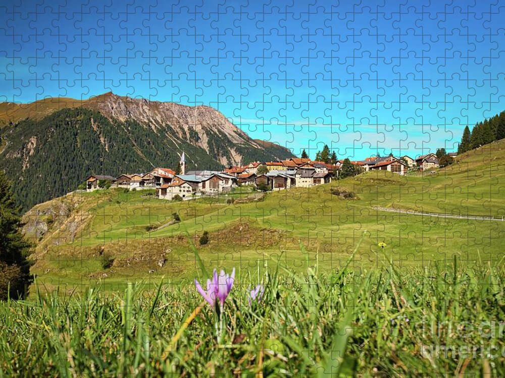Village Jigsaw Puzzle featuring the photograph Alpine village Latsch by Thomas Nay
