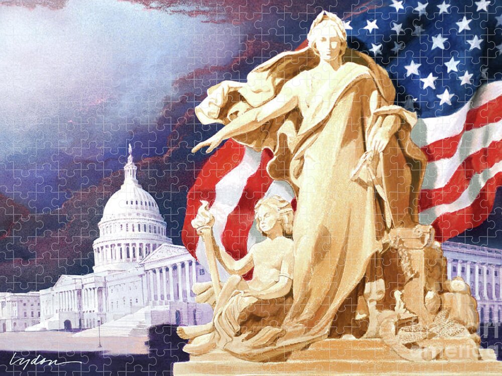 Tom Lydon Jigsaw Puzzle featuring the painting America - Apotheosis of Democracy - Peace Protecting Genius by Tom Lydon