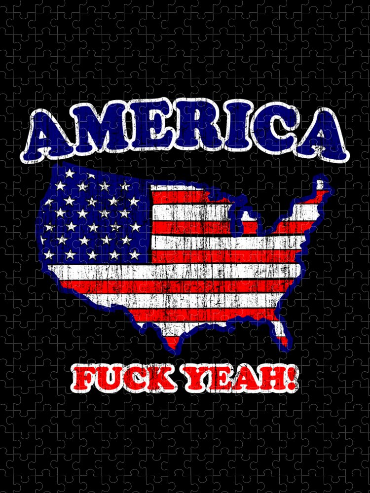 Funny Jigsaw Puzzle featuring the digital art America Fuck Yeah Patriotic by Flippin Sweet Gear