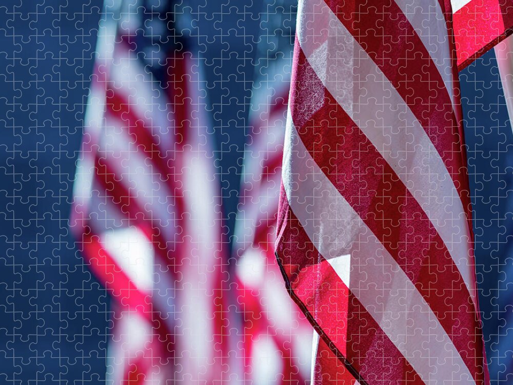 Flag Jigsaw Puzzle featuring the photograph American Flags 2 by Amelia Pearn