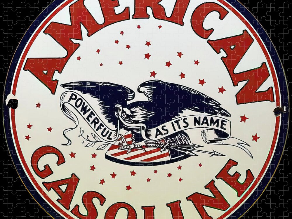 American Gasoline Jigsaw Puzzle featuring the photograph American Gasoline Company - Amaco Vintage Sign by Flees Photos