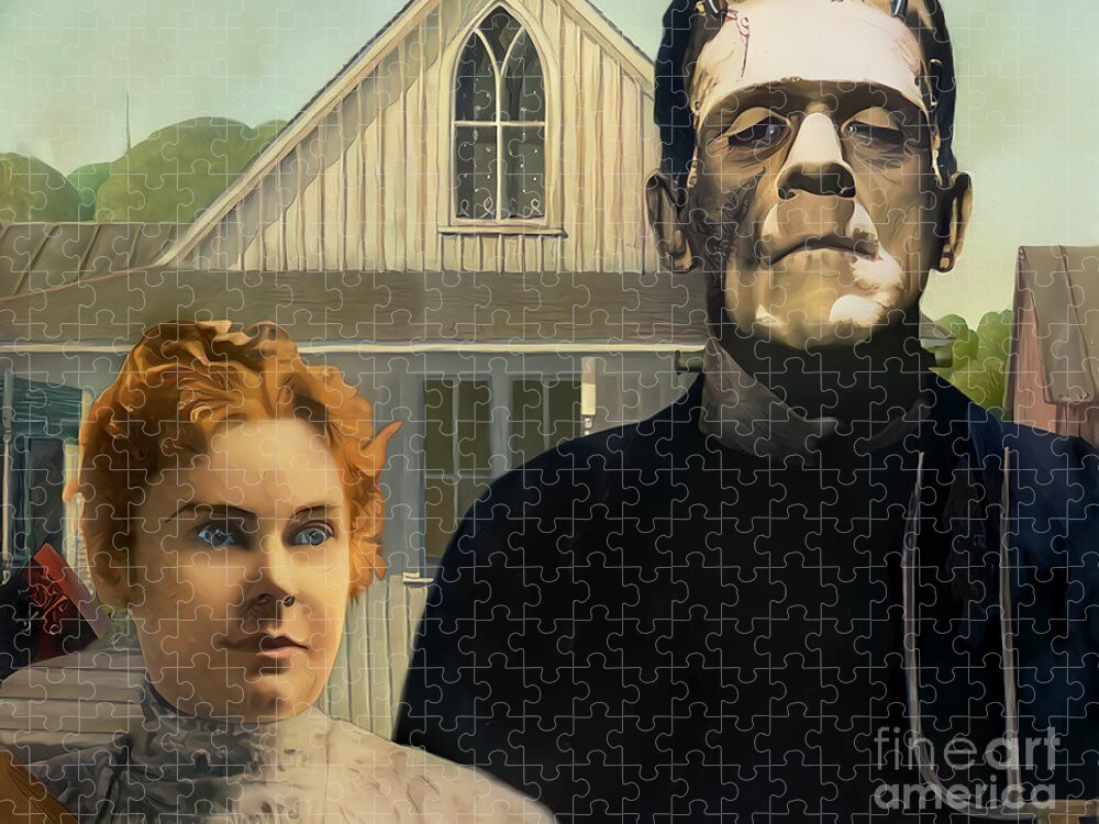 Wingsdomain Jigsaw Puzzle featuring the photograph American Gothic Resurrection 20210723 v3 by Wingsdomain Art and Photography