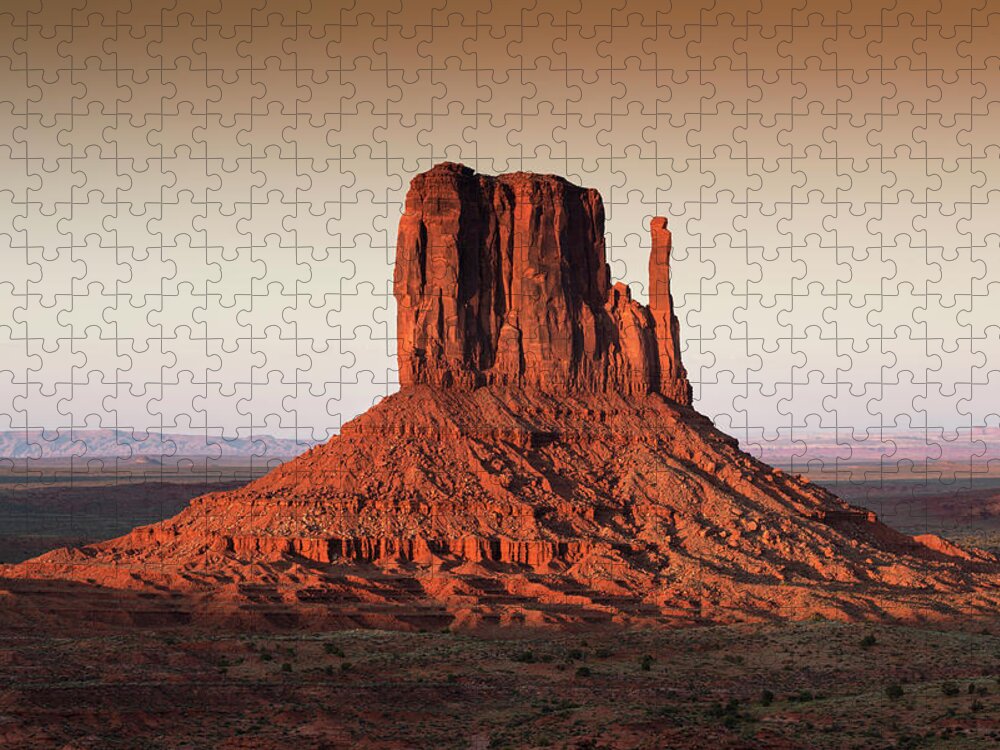 American West Jigsaw Puzzle featuring the photograph American West - Sunset Red Rock by Philippe HUGONNARD