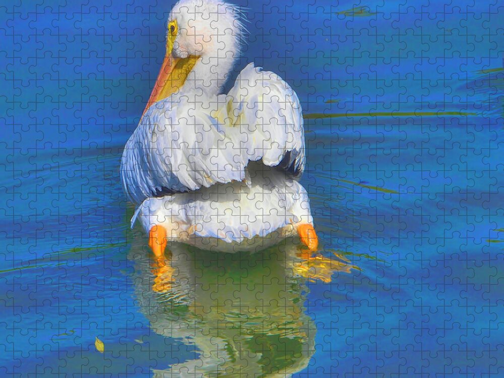 Pelican Jigsaw Puzzle featuring the photograph American White Pelican by Alison Belsan Horton
