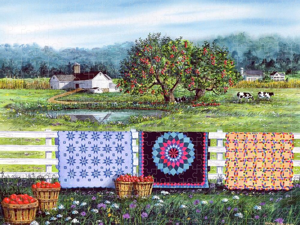 Barn Jigsaw Puzzle featuring the painting Amish Roadside Market by Diane Phalen
