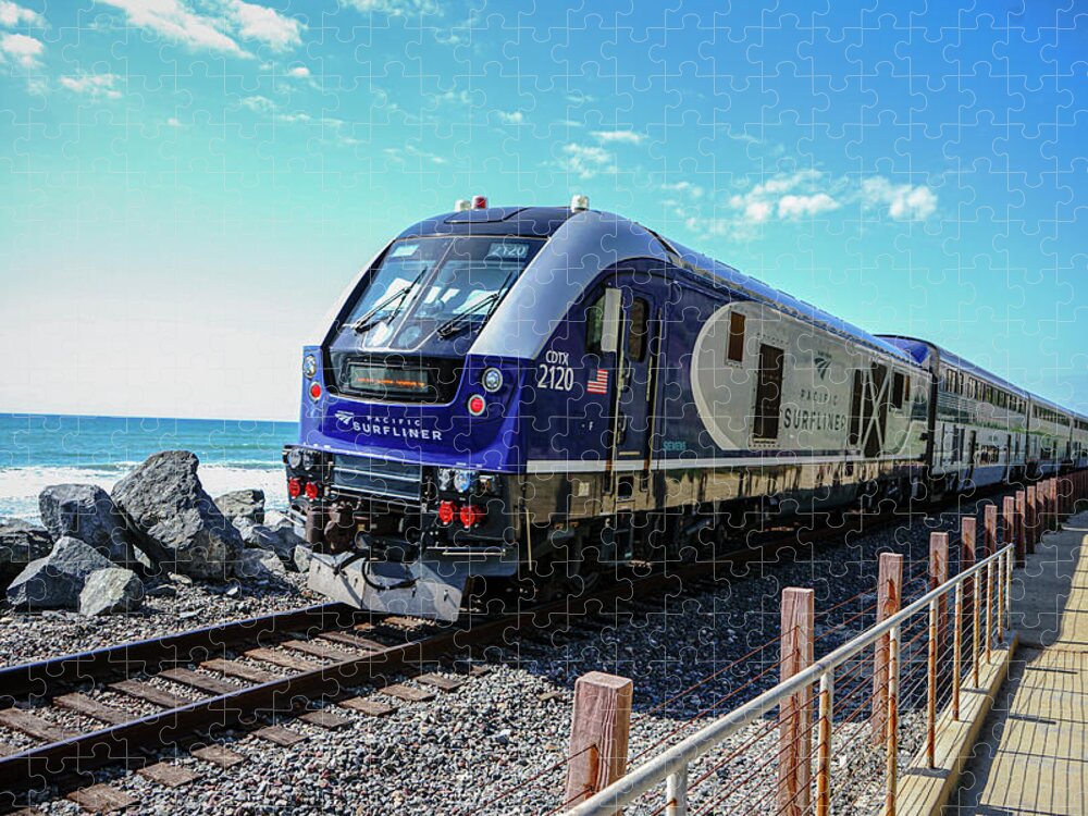 Beach Jigsaw Puzzle featuring the photograph Amtrak on the Beach by Matthew Bamberg