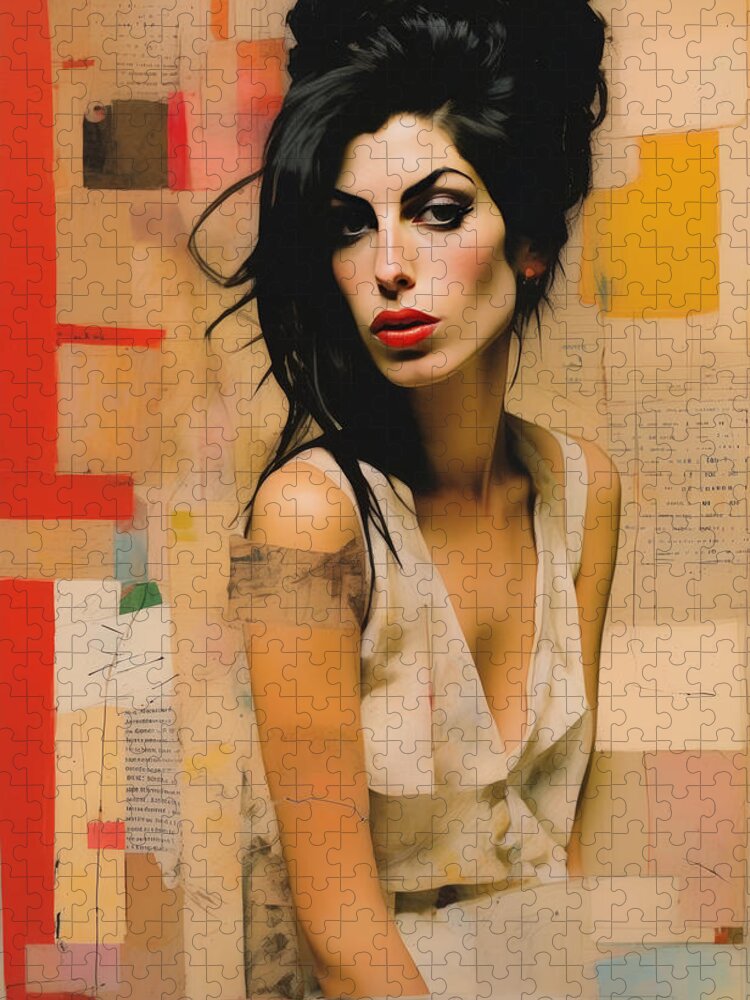 Amy Winehouse Jigsaw Puzzle featuring the painting Amy Winehouse by My Head Cinema