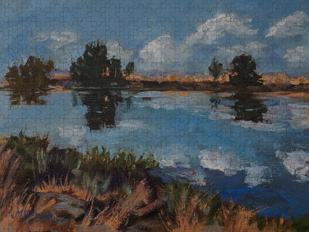 Wyoming River Jigsaw Puzzle featuring the painting Andante by Mary Benke