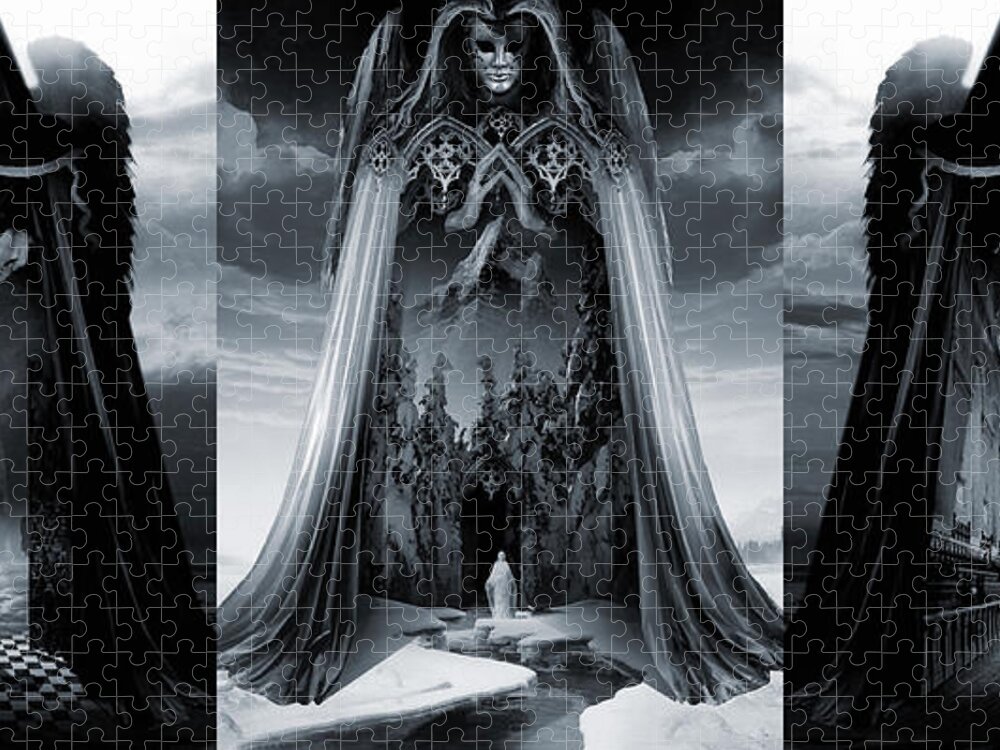  Fallen Angel Demon Religion Faith Skull Death Angels Deities Jigsaw Puzzle featuring the digital art Angels of Infinity Light Mercy by George Grie