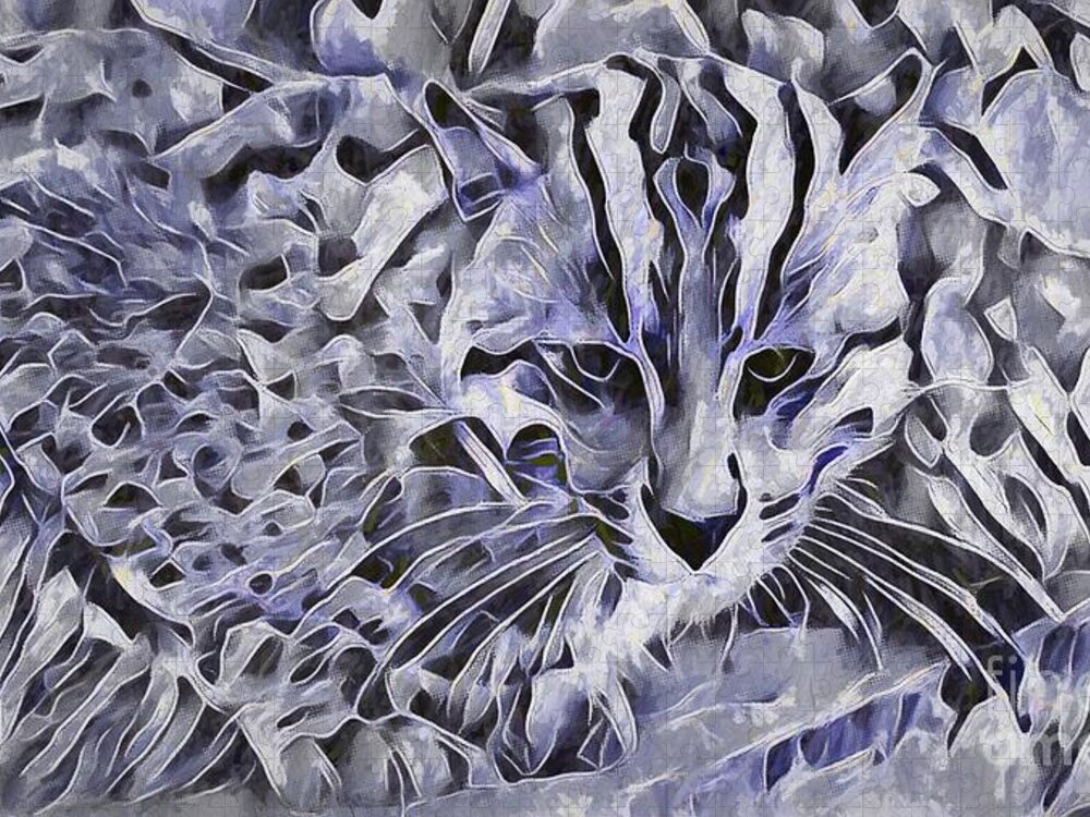 Animals Jigsaw Puzzle featuring the photograph Animal Abstract Art - Eurasian Wildcat by Philip Preston