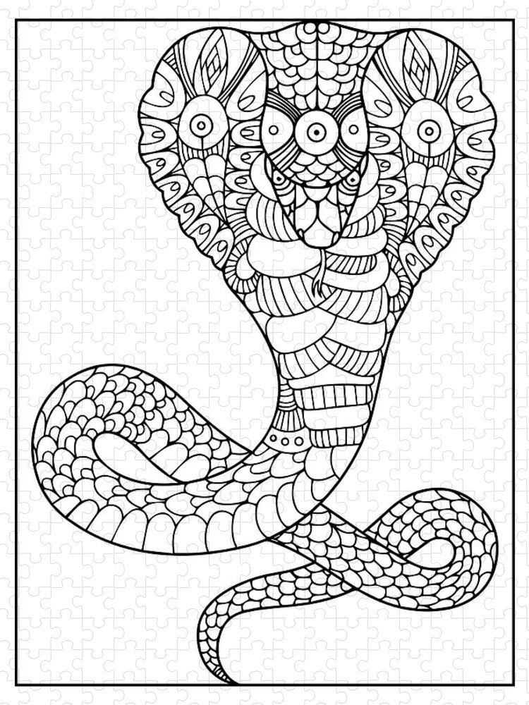 Animal Mandala Cobra Jigsaw Puzzle by Rebecca Turgeon - Pixels