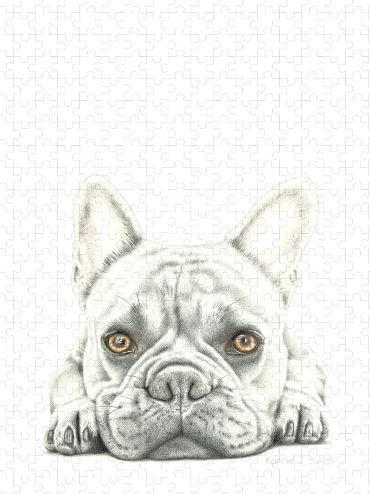 Bulldog Jigsaw Puzzle featuring the drawing Another Monday by Karrie J Butler