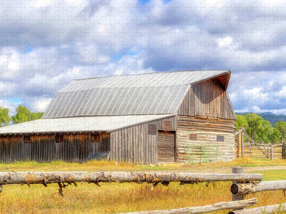 Mormon Row Jigsaw Puzzle featuring the photograph Another Mormon Row Barn by Cathy Anderson