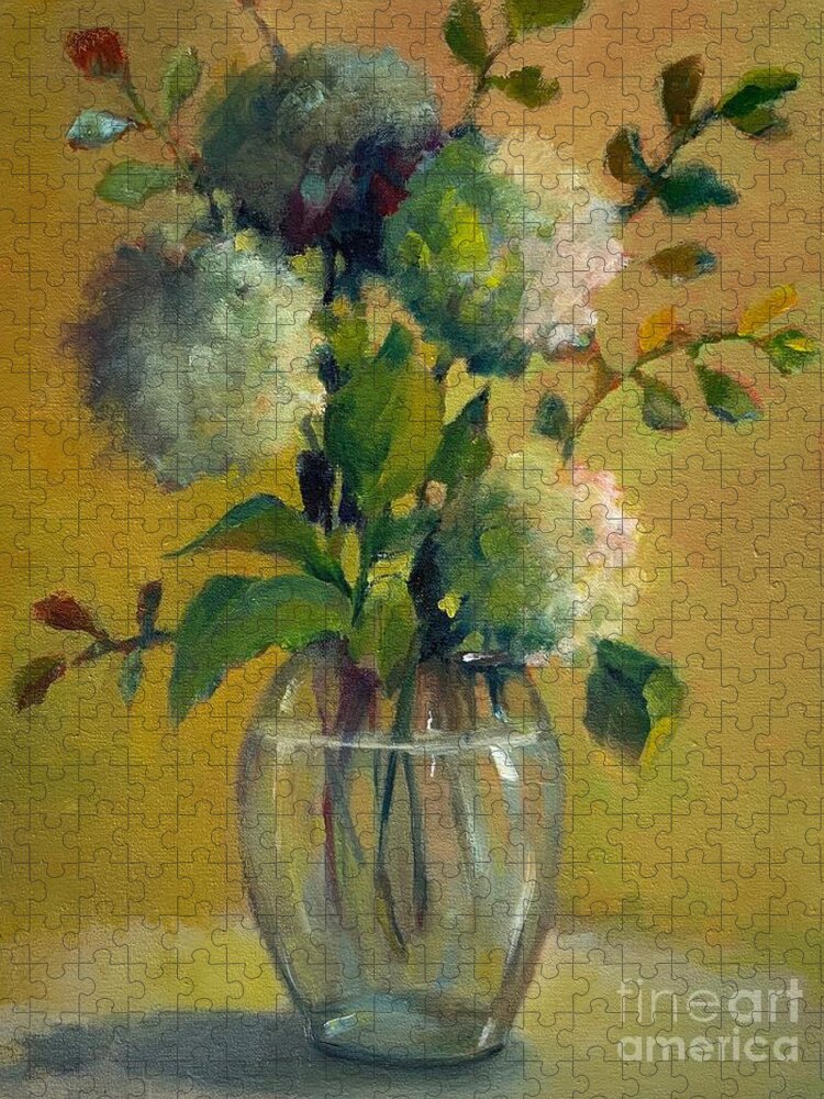 Flowers Jigsaw Puzzle featuring the painting Antique Floral by Michelle Abrams
