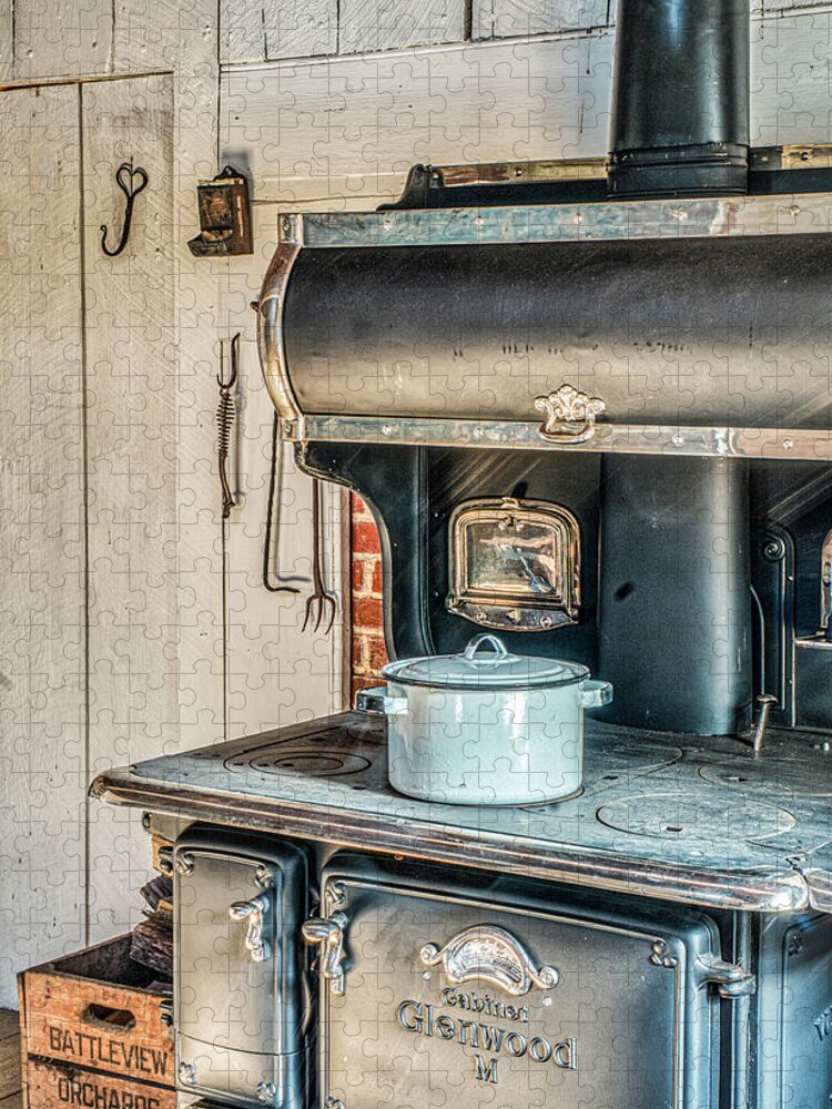Old Jigsaw Puzzle featuring the photograph Antique Wood Stove by Gary Slawsky