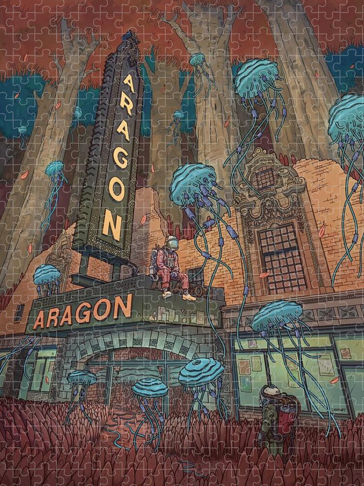 Chicago Jigsaw Puzzle featuring the digital art Aragon Ballroom by EvanArt - Evan Miller