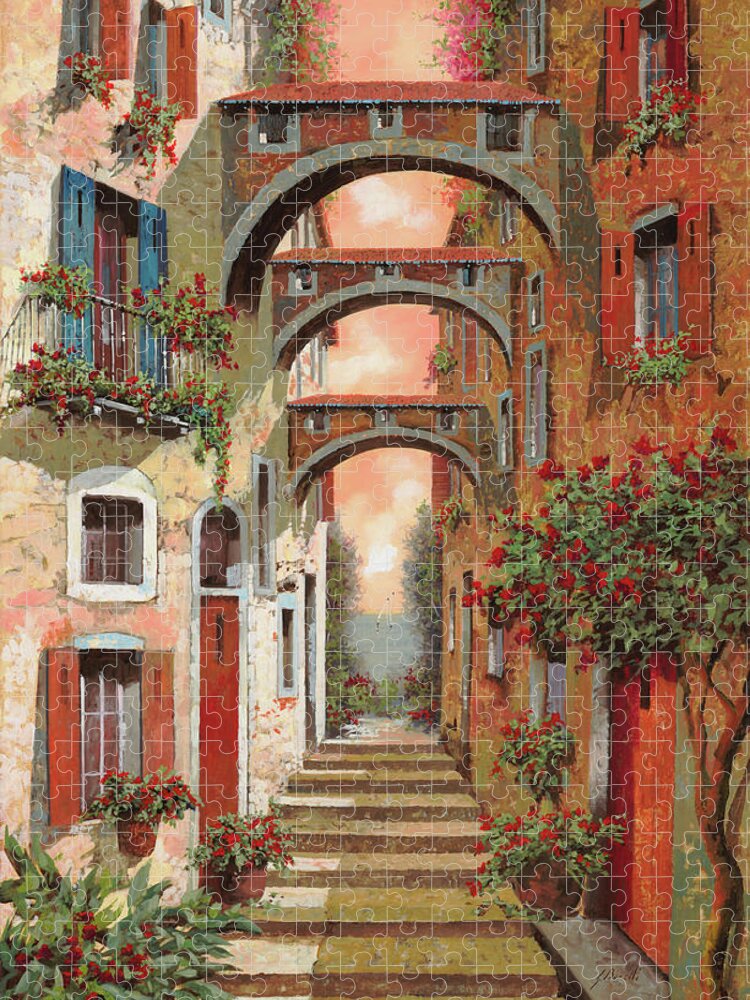 Arches Jigsaw Puzzle featuring the painting Archetti In Rosso by Guido Borelli