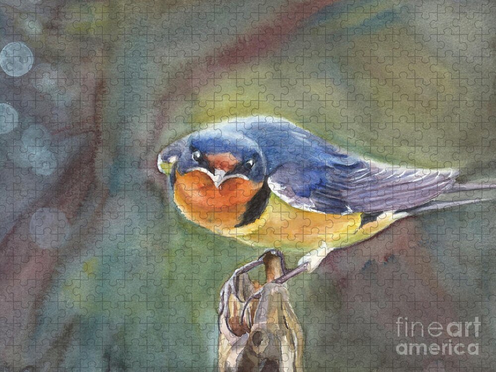 Barn Swallow Jigsaw Puzzle featuring the painting Are you looking at me? by Vicki B Littell