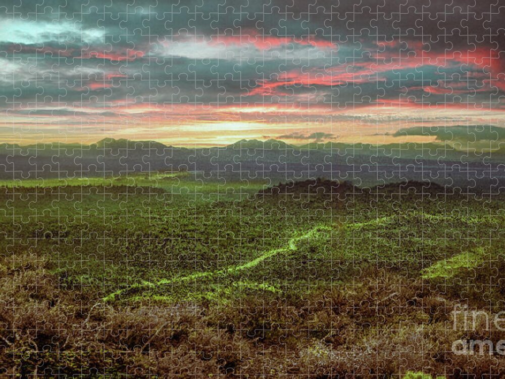 Arizona Jigsaw Puzzle featuring the digital art Arizona Hilltop by Anthony Ellis
