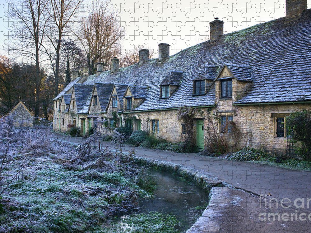 Arlington Row Jigsaw Puzzle featuring the photograph Arlington Row Bibury in the Winter Frost by Tim Gainey