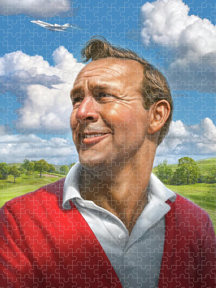 Jet Jigsaw Puzzle featuring the digital art Arnold Palmer Was Also a Pilot by Mark Fredrickson