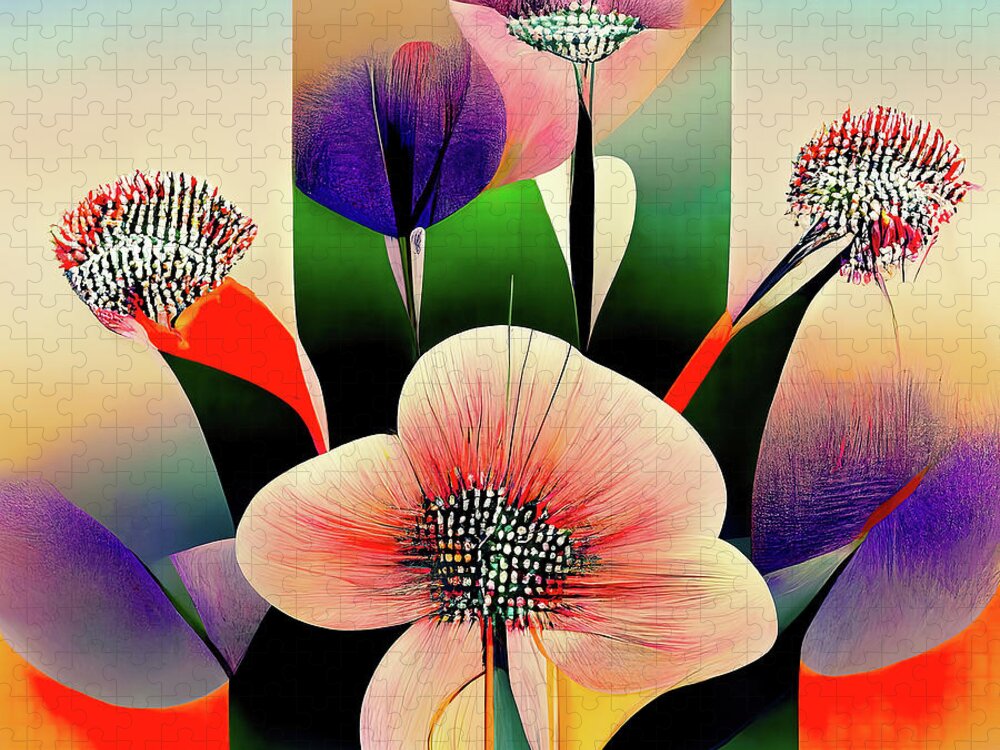  Jigsaw Puzzle featuring the photograph Art Deco Floral 05 by Jack Torcello