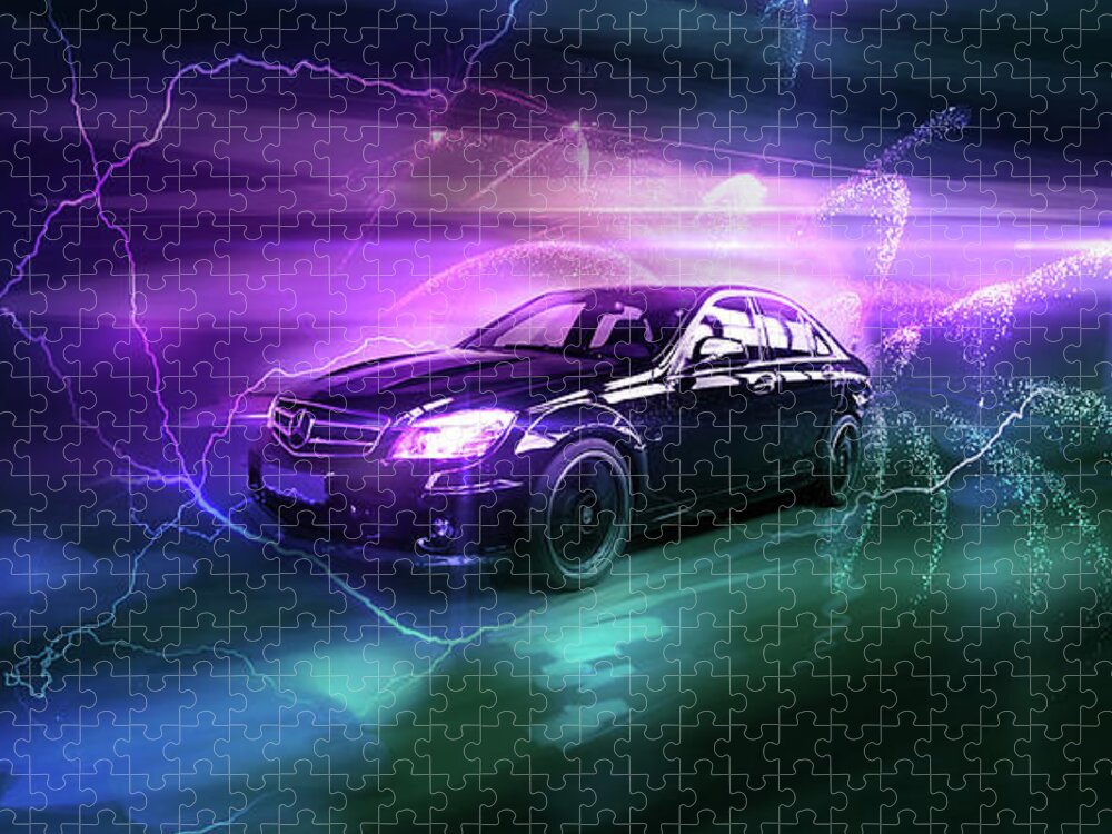 Mercedes Jigsaw Puzzle featuring the digital art Art - The Awesome Mercedes by Matthias Zegveld