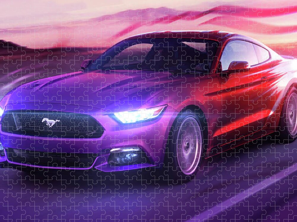 Cars Jigsaw Puzzle featuring the digital art Art - The Great Ford Mustang by Matthias Zegveld