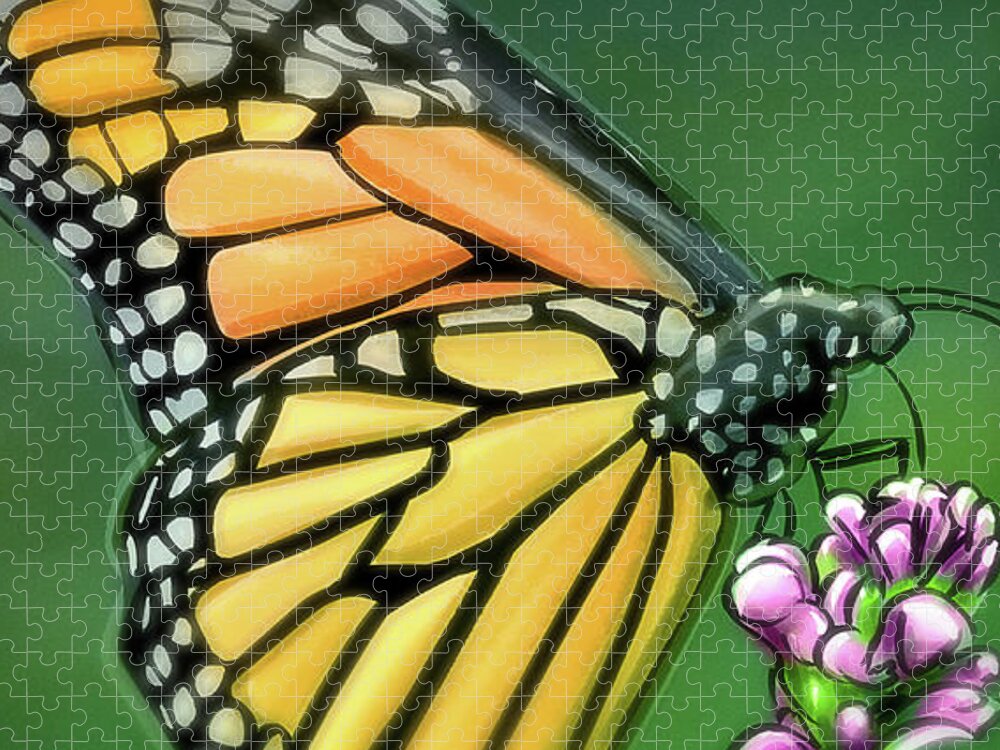 Butterflies Jigsaw Puzzle featuring the digital art Art - Wonderful Butterfly by Matthias Zegveld