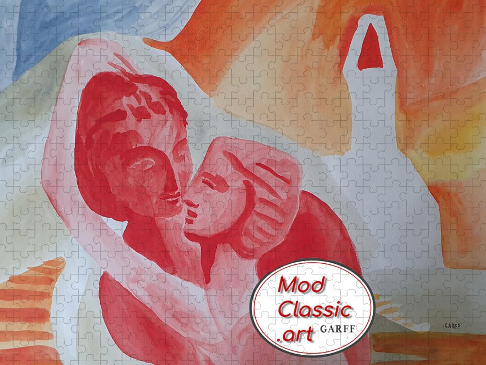 Fine Art Investments Jigsaw Puzzle featuring the painting Artchetypal Couple ModClassic Art by Enrico Garff