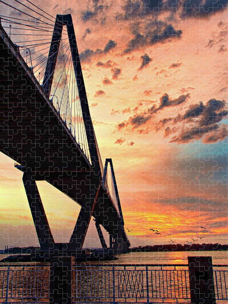 Architectural Jigsaw Puzzle featuring the photograph Arthur Ravenel Jr. Bridge by Lana Trussell
