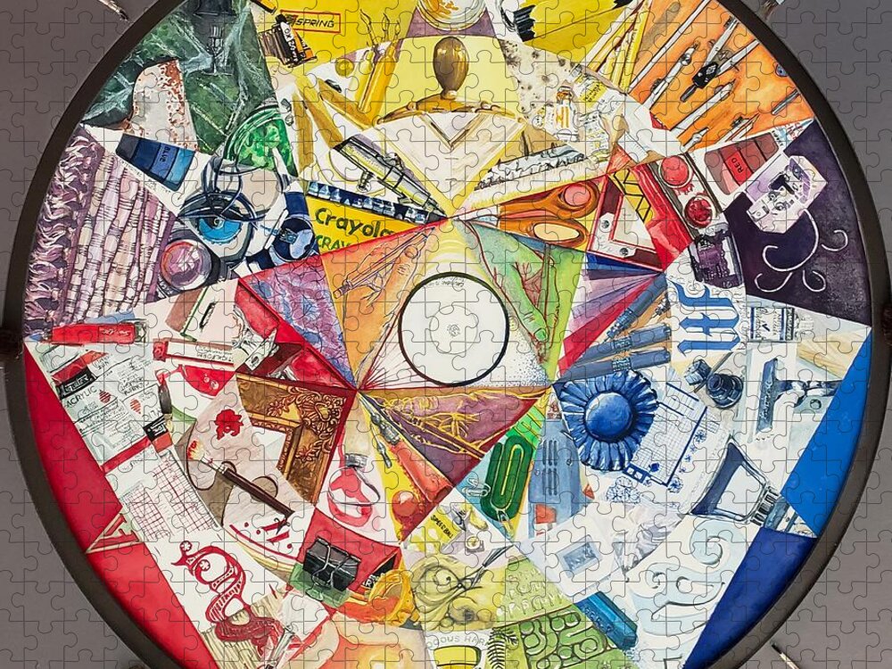 Color Jigsaw Puzzle featuring the painting Artist's Color Wheel by Merana Cadorette