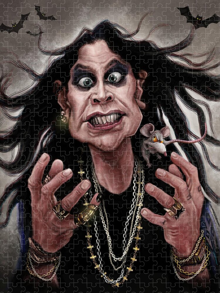 Ozzy Osbourne Jigsaw Puzzle featuring the drawing Ozzy Osbourne by Andre Koekemoer