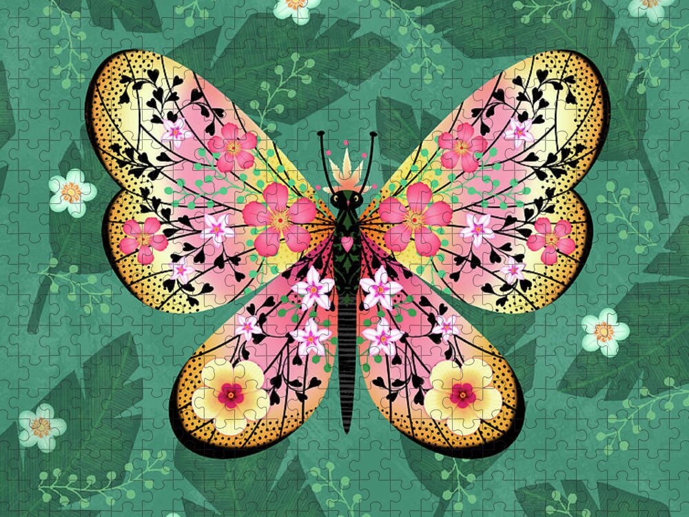 Butterfly Jigsaw Puzzle featuring the digital art Beautiful Butterfly Blessing by Valerie Drake Lesiak