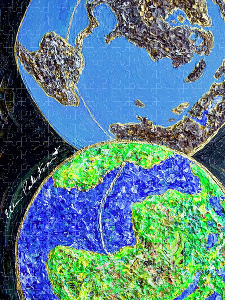 Wall Art Jigsaw Puzzle featuring the painting Our Earth Our Choice - Vertical by Ellen Palestrant