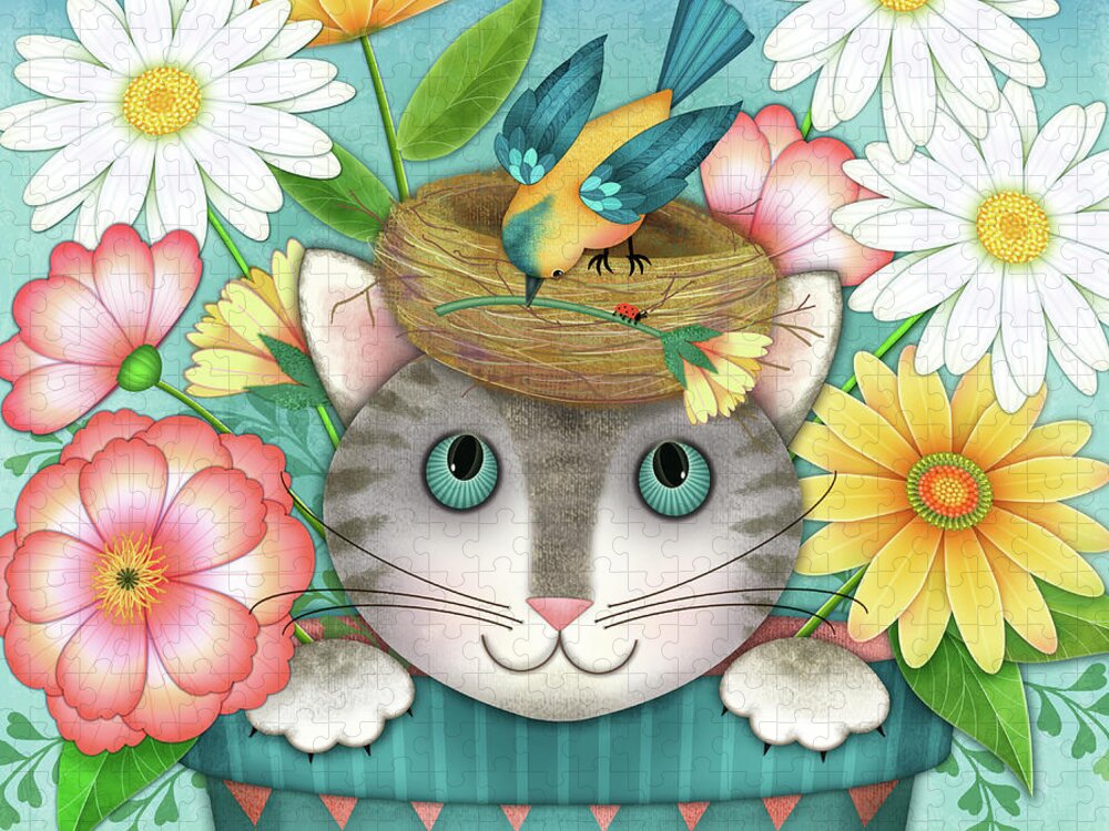 Spring Jigsaw Puzzle featuring the digital art Spring Hello by Valerie Drake Lesiak