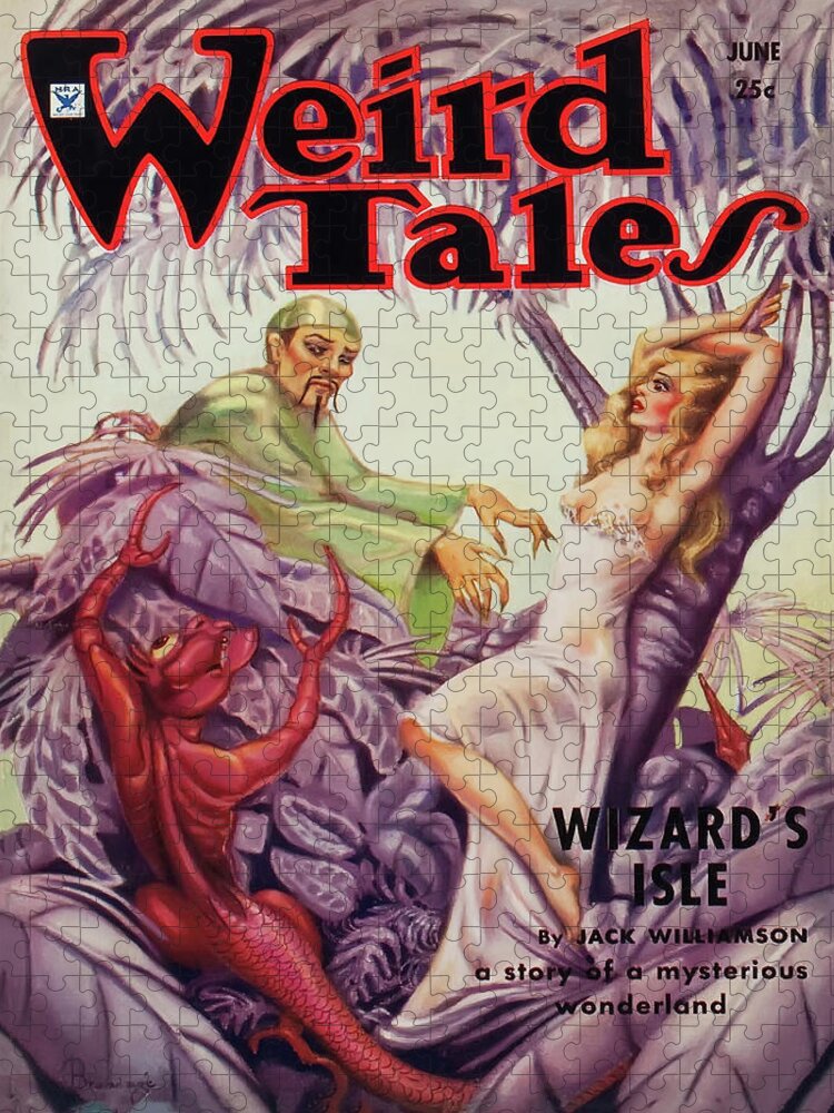 Weird Tales Jigsaw Puzzle featuring the digital art Weird Tales June 1934 by Anthony Murphy