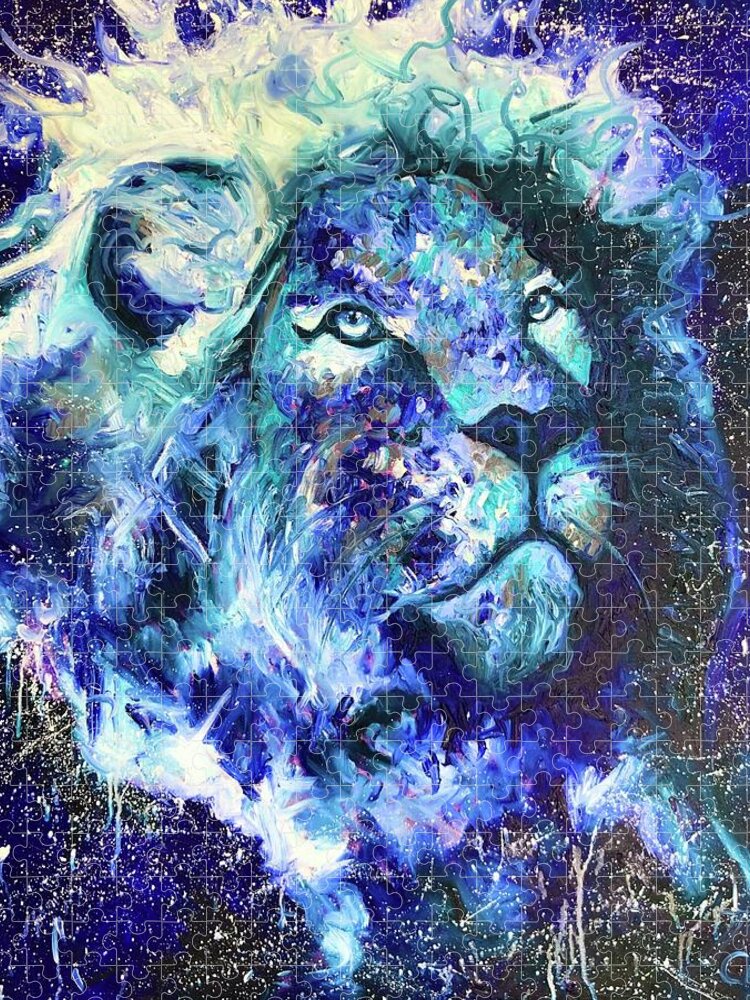  Jigsaw Puzzle featuring the painting Astral Lion by Chiara Magni