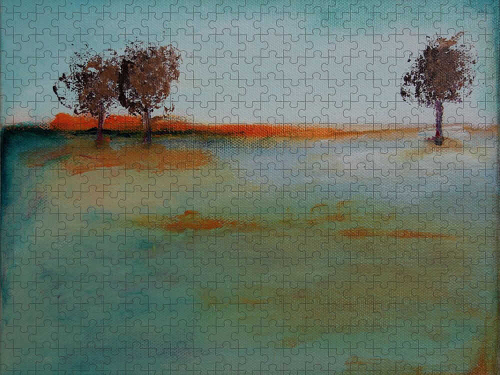 Tree Jigsaw Puzzle featuring the painting At Dawn by Linda Bailey