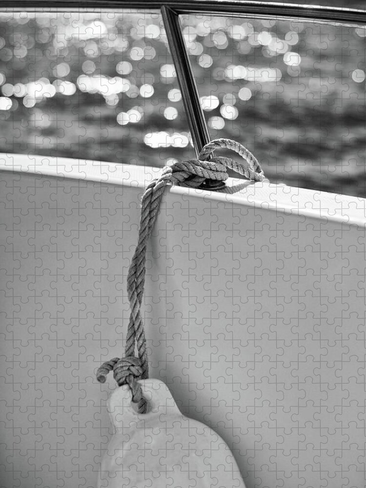 Boating Jigsaw Puzzle featuring the photograph At Sea Black and White by Laura Fasulo